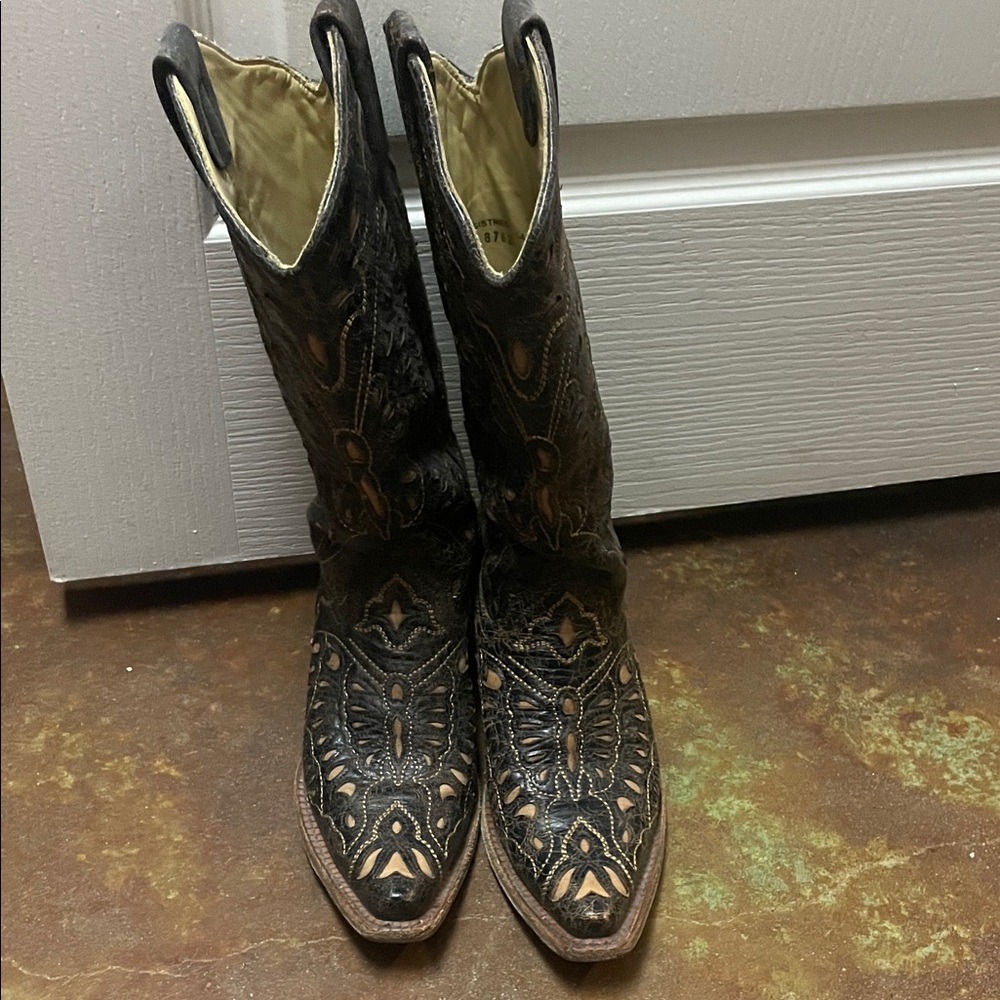 Corral Black and Tan Butterfly Cowboy Boots